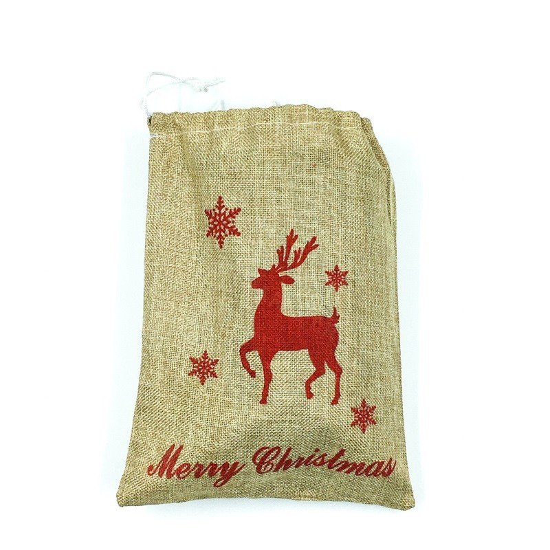 Мешочек для новогодних подарков "Merry Christmas" из мешковины оптом Мешочек для новогодних подарков "Merry Christmas" из мешковины оптом