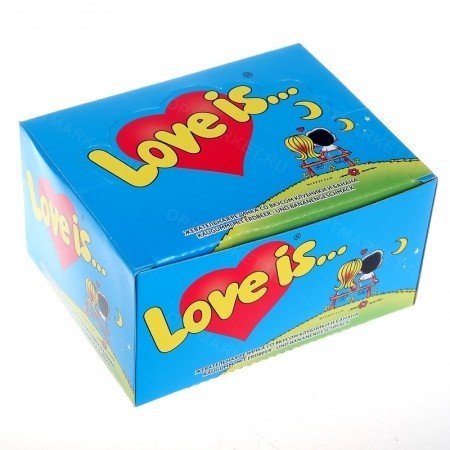 Блок жвачек Love is — "Банан-Клубника" оптом 
