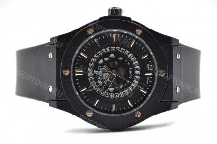 Часы HUBLOT диаметр 4,5 см с 2-мя циферблатами оптом 