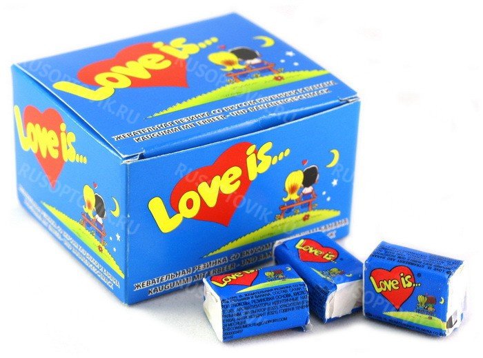 Блок жвачек Love is — "Банан-Клубника" (20 шт) оптом Блок жвачек Love is — "Банан-Клубника" (20 шт) оптом