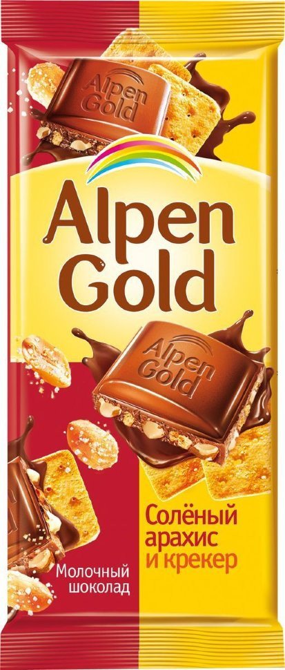 Alpen Gold шоколад молочный с соленым арахисом и крекером 90 г оптом Alpen Gold шоколад молочный с соленым арахисом и крекером 90 г оптом