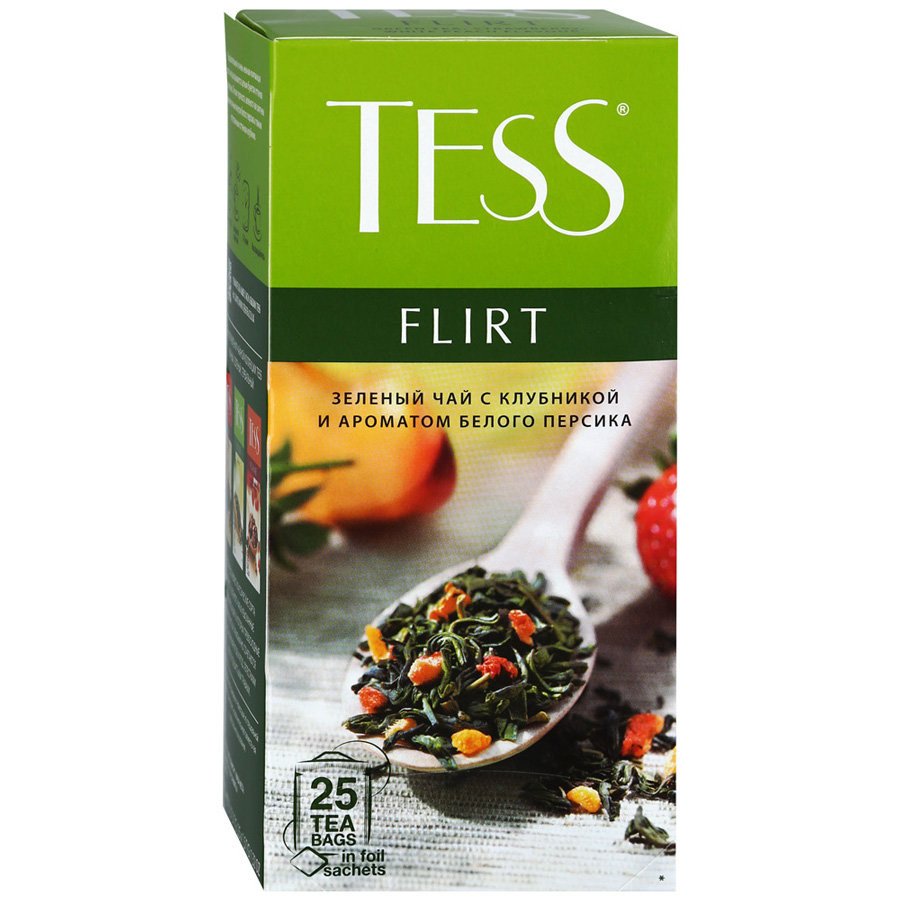 Чай зеленый Tess с белым персиком и клубникой 25 пак оптом Чай зеленый Tess с белым персиком и клубникой 25 пак оптом