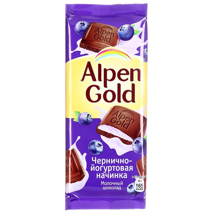 Alpen Gold шоколад молочный с чернично-йогуртовой начинкой 90 г оптом Alpen Gold шоколад молочный с чернично-йогуртовой начинкой 90 г оптом