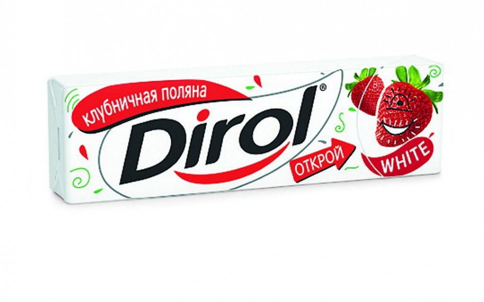 Жевательная резинка Dirol White Клубничная поляна оптом Жевательная резинка Dirol White Клубничная поляна оптом