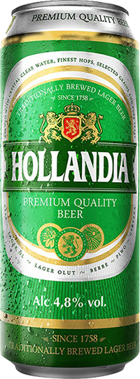 Пиво светлое Hollandia в банке 4.8% 0.45л оптом Пиво светлое Hollandia в банке 4.8% 0.45л оптом