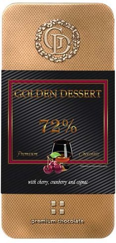 Шоколад горький Golden Dessert Вишня с коньяком 72% 100г оптом Шоколад горький Golden Dessert Вишня с коньяком 72% 100г оптом
