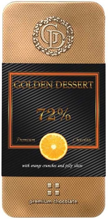 Шоколад горький Golden Dessert Кусочки апельсина 72% 100г оптом Шоколад горький Golden Dessert Кусочки апельсина 72% 100г оптом